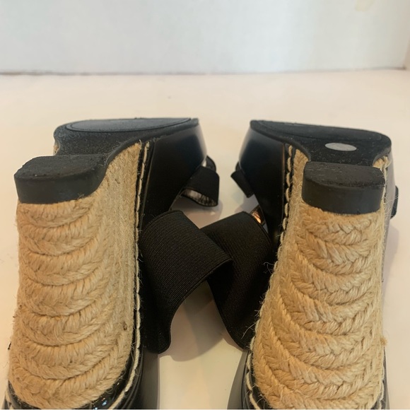 CHARLES by CHARLES DAVID black wedge platform sandals jute rope heel trim 11 - Picture 14 of 14